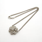 Chanel Necklace CC Logo Camellia Metal Rhinestone Silver — view 3