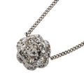 Chanel Necklace CC Logo Camellia Metal Rhinestone Silver
