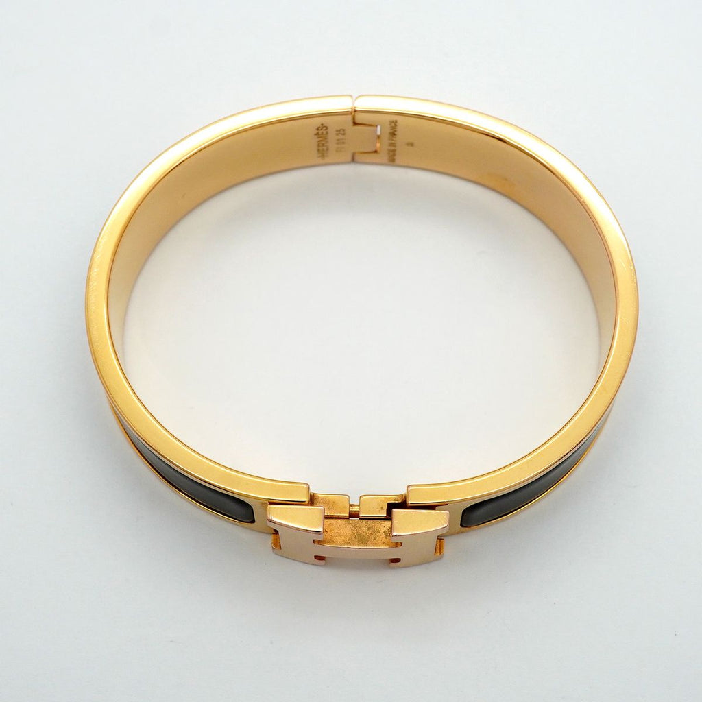 Hermes Bangle Clic Clac PM Gold Plated Black Bracelet — view 3