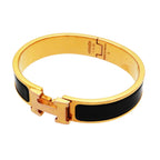 Hermes Bangle Clic Clac PM Gold Plated Black Bracelet