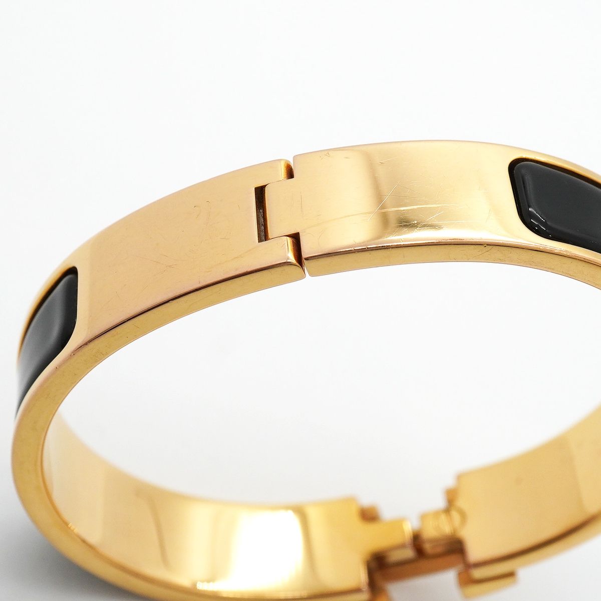 Hermes Bangle Clic Clac PM Gold Plated Black Bracelet — view 7