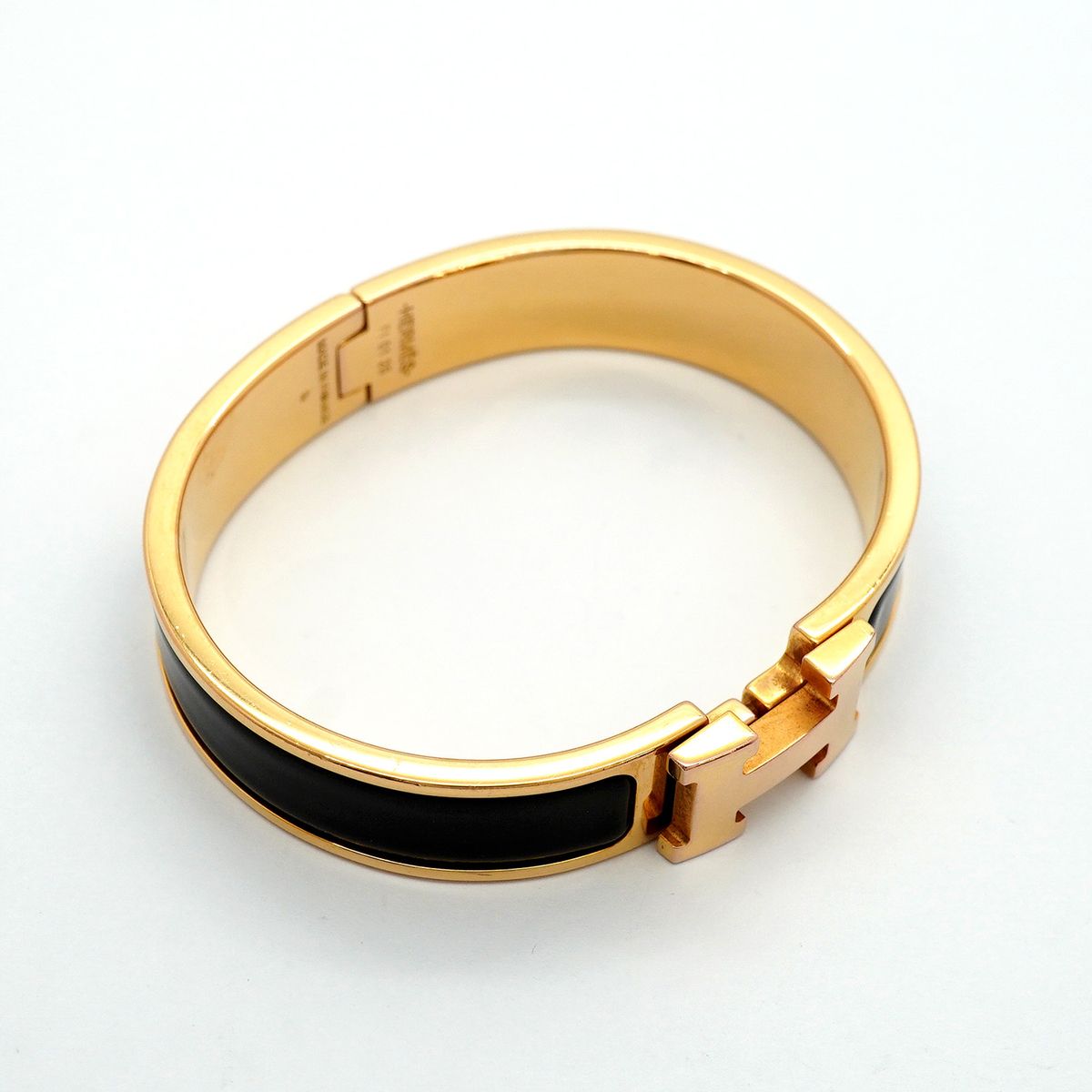 Hermes Bangle Clic Clac PM Gold Plated Black Bracelet — view 2