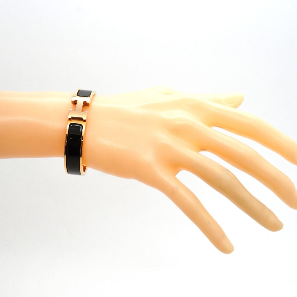 Hermes Bangle Clic Clac PM Gold Plated Black Bracelet — view 6