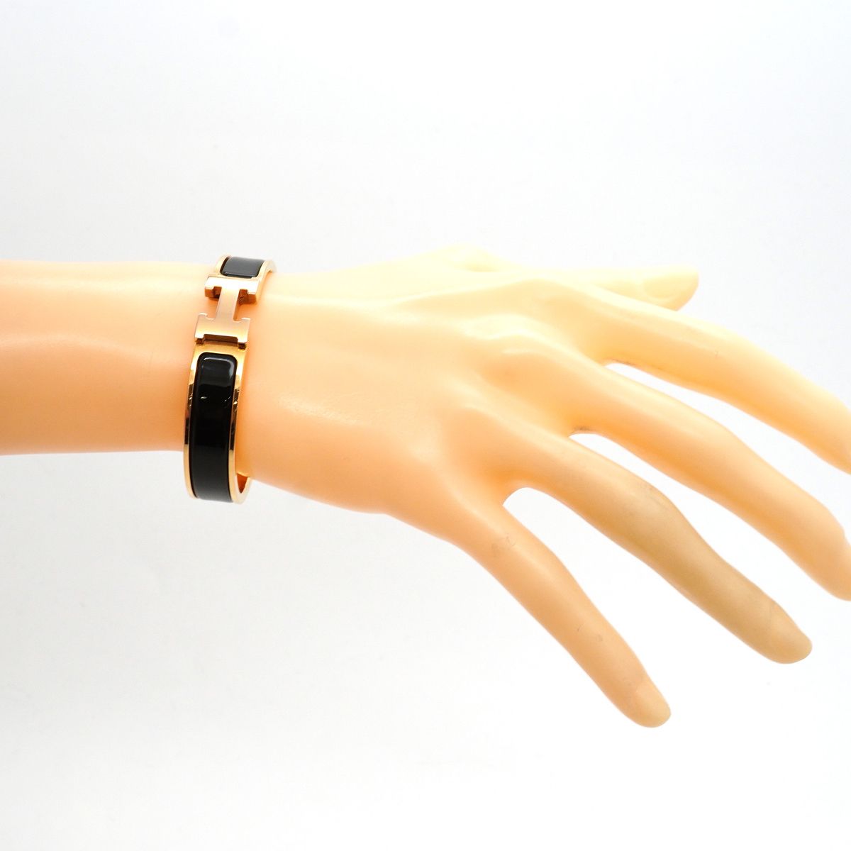 Hermes Bangle Clic Clac PM Gold Plated Black Bracelet — view 6