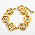 Chanel Bracelet Vintage CC Logo Round Circle Gold Plated — view 3