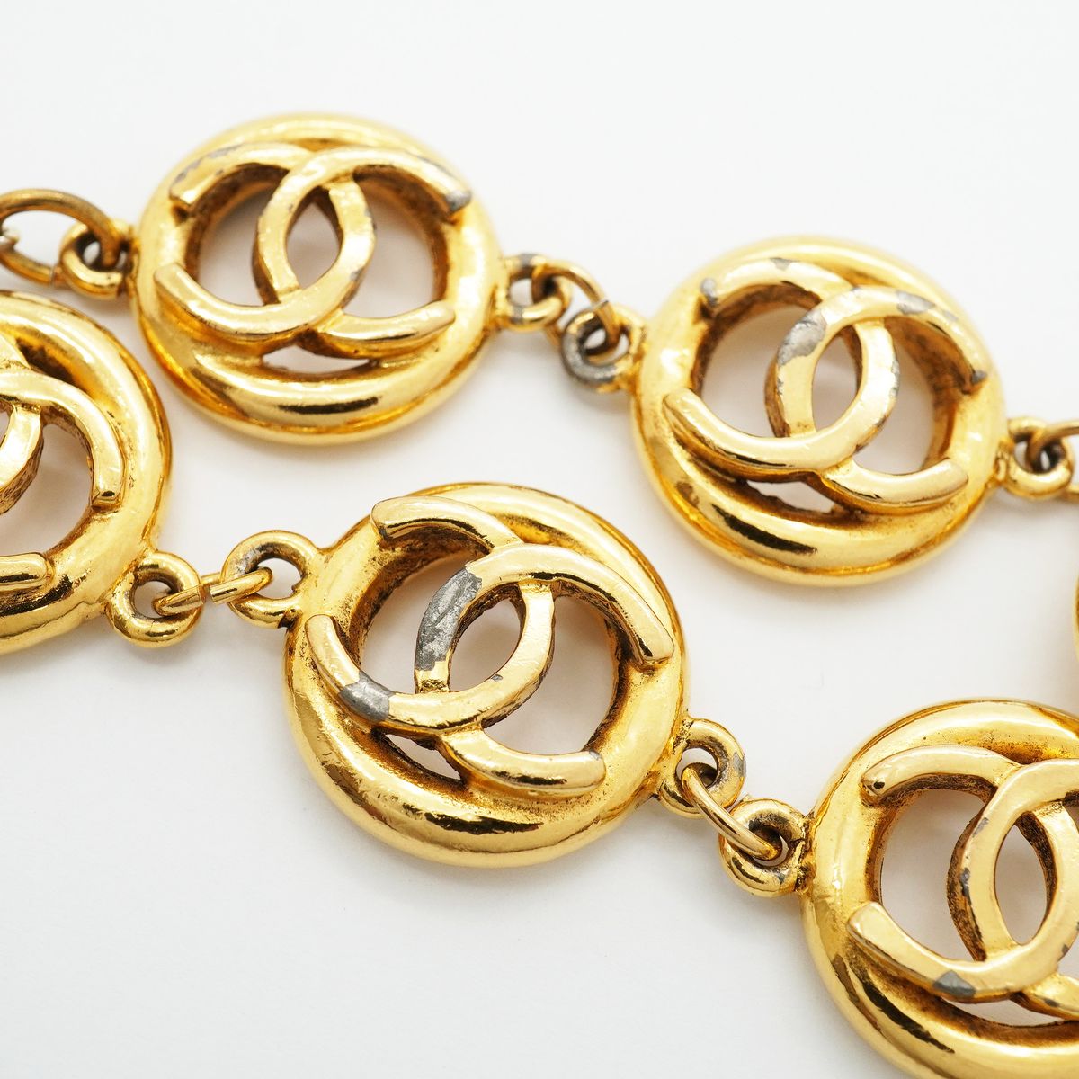 Chanel Bracelet Vintage CC Logo Round Circle Gold Plated — view 7