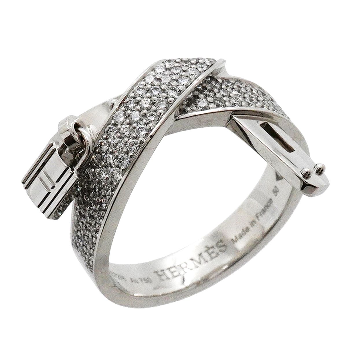 Hermes Ring Kelly Gavroche 18k White Gold Diamond