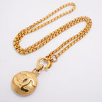 Chanel Necklace Vintage CC Logo Round Circle Gold Plated — view 3