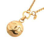 Chanel Necklace Vintage CC Logo Round Circle Gold Plated