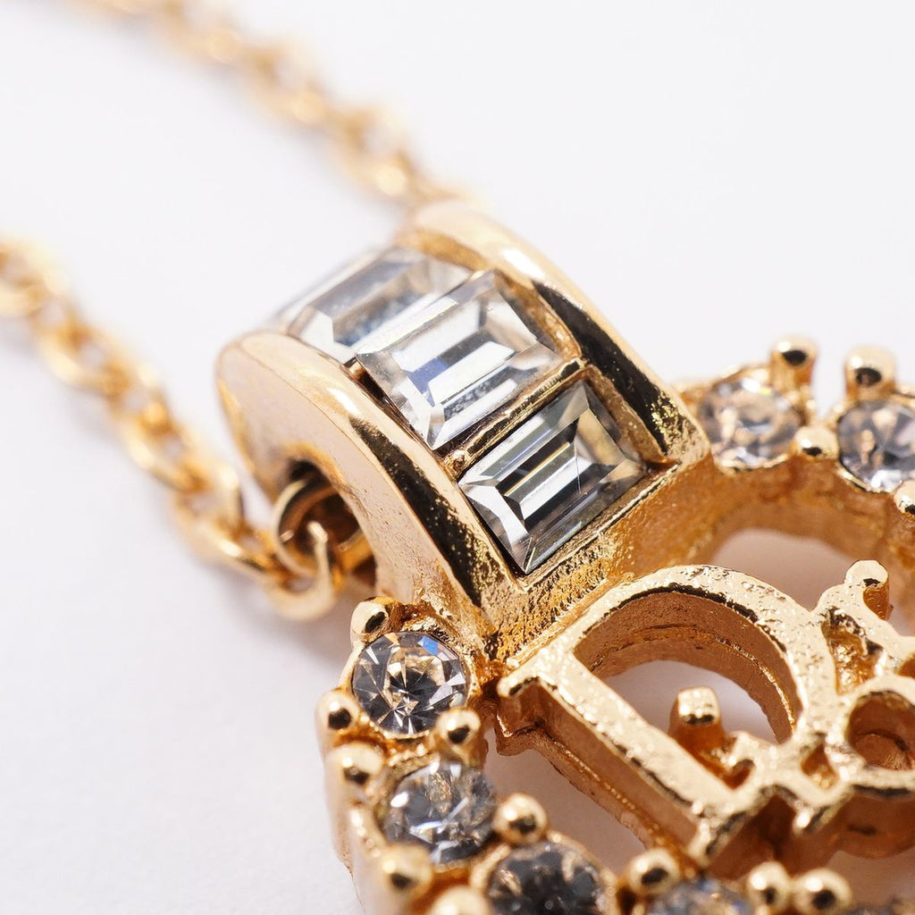 Dior Necklace Logo Gold Plated Rhinestone — view 7