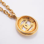 Chanel Necklace Vintage CC Logo Round Circle Gold Plated — view 2