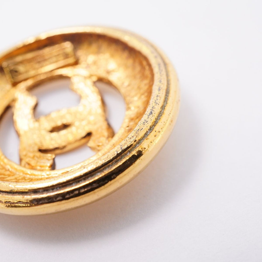 Chanel Necklace Vintage CC Logo Round Circle Gold Plated — view 8
