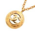 Chanel Necklace Vintage CC Logo Round Circle Gold Plated