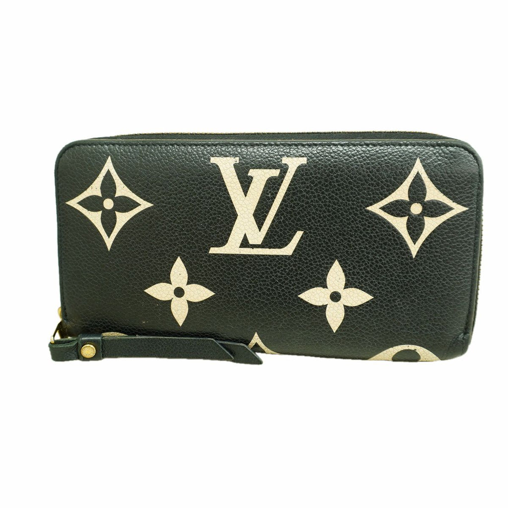 Louis Vuitton Wallet Monogram Empreinte Bicolor Zippy Black Beige