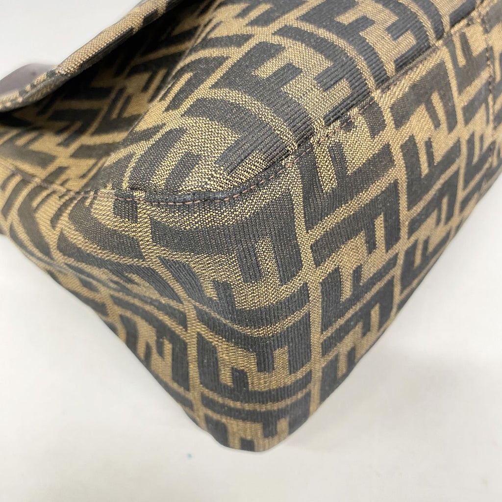 Fendi Handbag Zucca Mamma Bucket Nylon Canvas Brown Silver — view 6