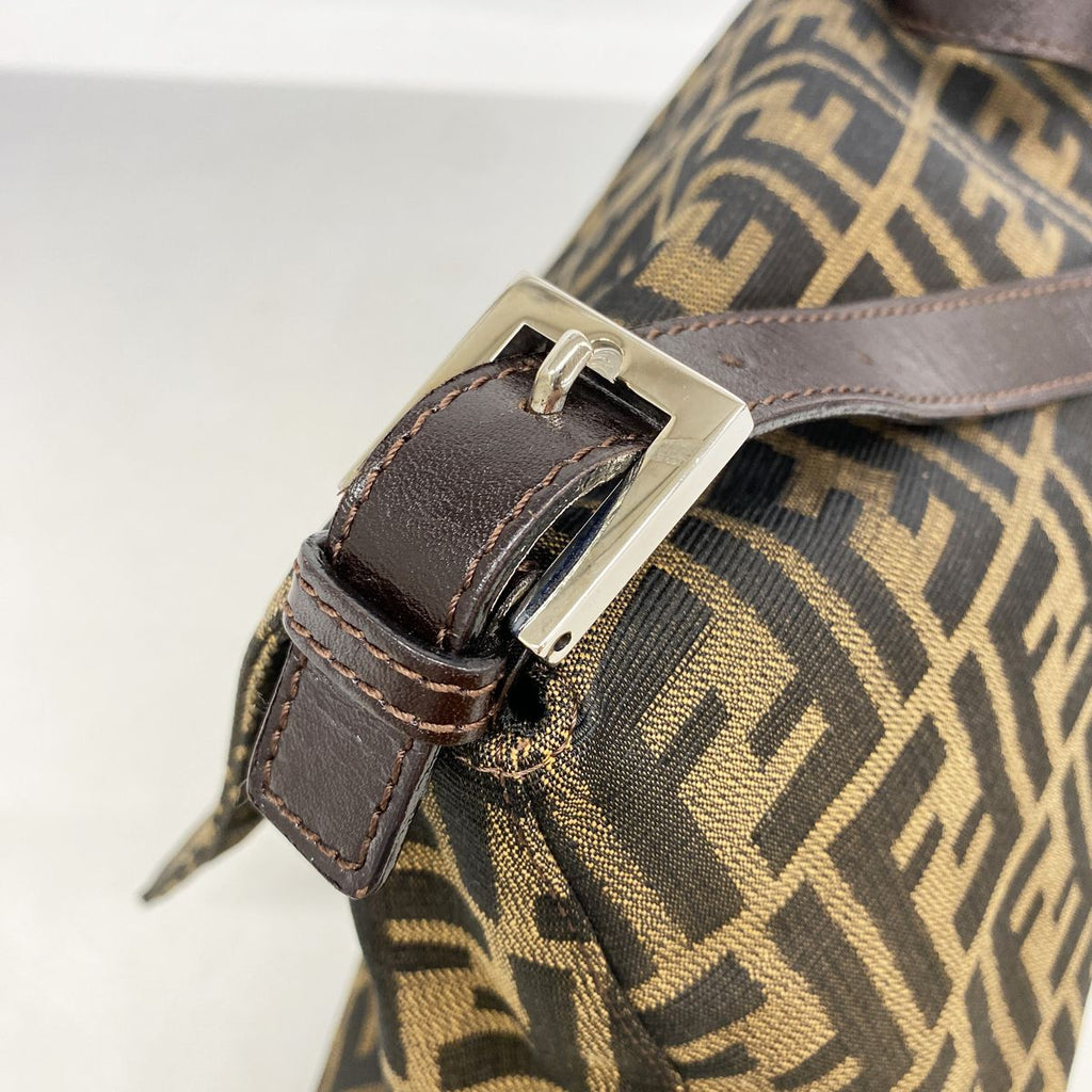 Fendi Handbag Zucca Mamma Bucket Nylon Canvas Brown Silver — view 7