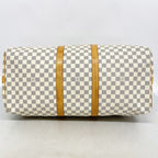 Louis Vuitton Boston Bag Damier Azur Keepall Bandouliere 55 White — view 3