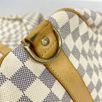 Louis Vuitton Boston Bag Damier Azur Keepall Bandouliere 55 White — view 7