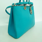 Dior Handbag Diorissimo Leather Blue Silver 2-Way Bag — view 2