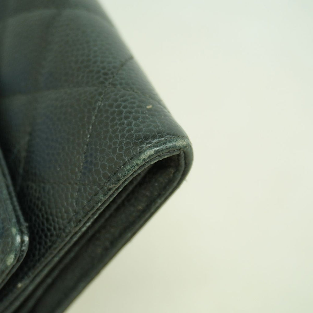 Chanel Wallet Quilted Caviar Leather Black Gold — view 5