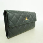Chanel Wallet Quilted Caviar Leather Black Gold — view 2