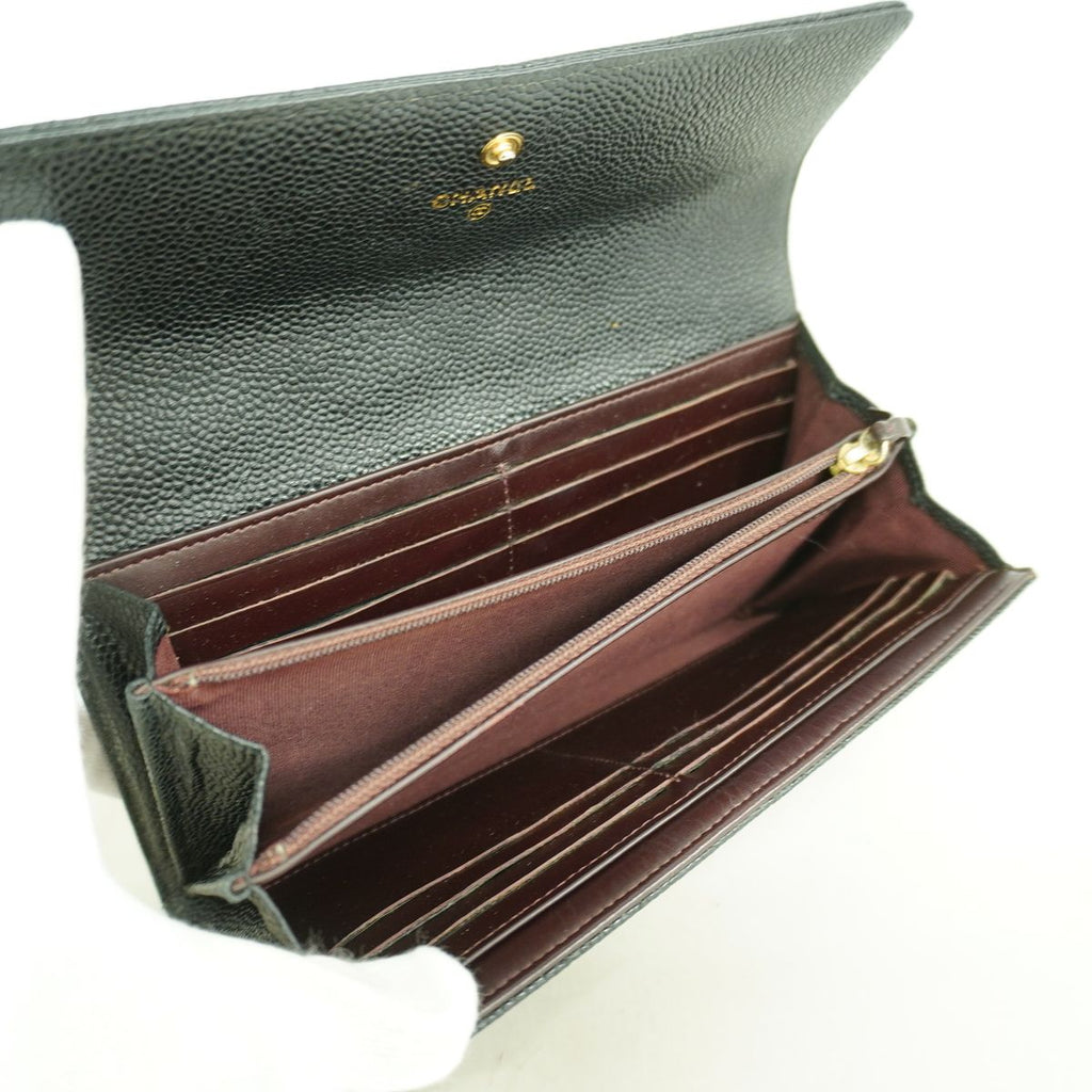 Chanel Wallet Quilted Caviar Leather Black Gold — view 3