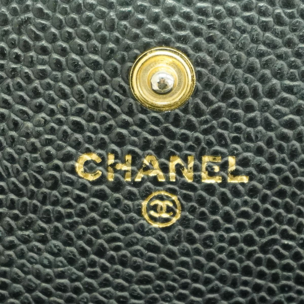 Chanel Wallet Quilted Caviar Leather Black Gold — view 4