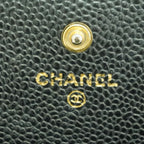 Chanel Wallet Quilted Caviar Leather Black Gold — view 4