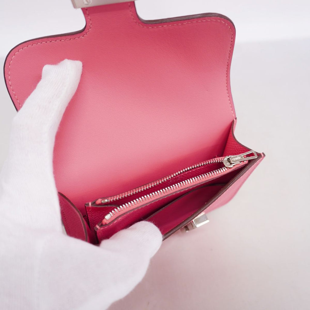 Hermes Wallet Constance Slim Veau Epsom Rose Azalea Silver — view 3