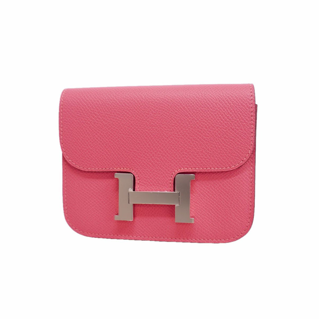Hermes Wallet Constance Slim Veau Epsom Rose Azalea Silver