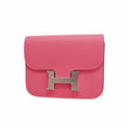 Hermes Wallet Constance Slim Veau Epsom Rose Azalea Silver