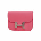 Hermes Wallet Constance Slim Veau Epsom Rose Azalea Silver