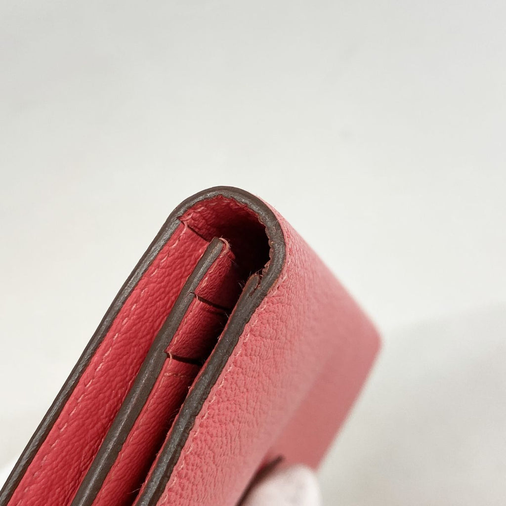 Hermes Wallet Bearn Soufflet Chevre Mysore Rose Azalea Silver — view 5