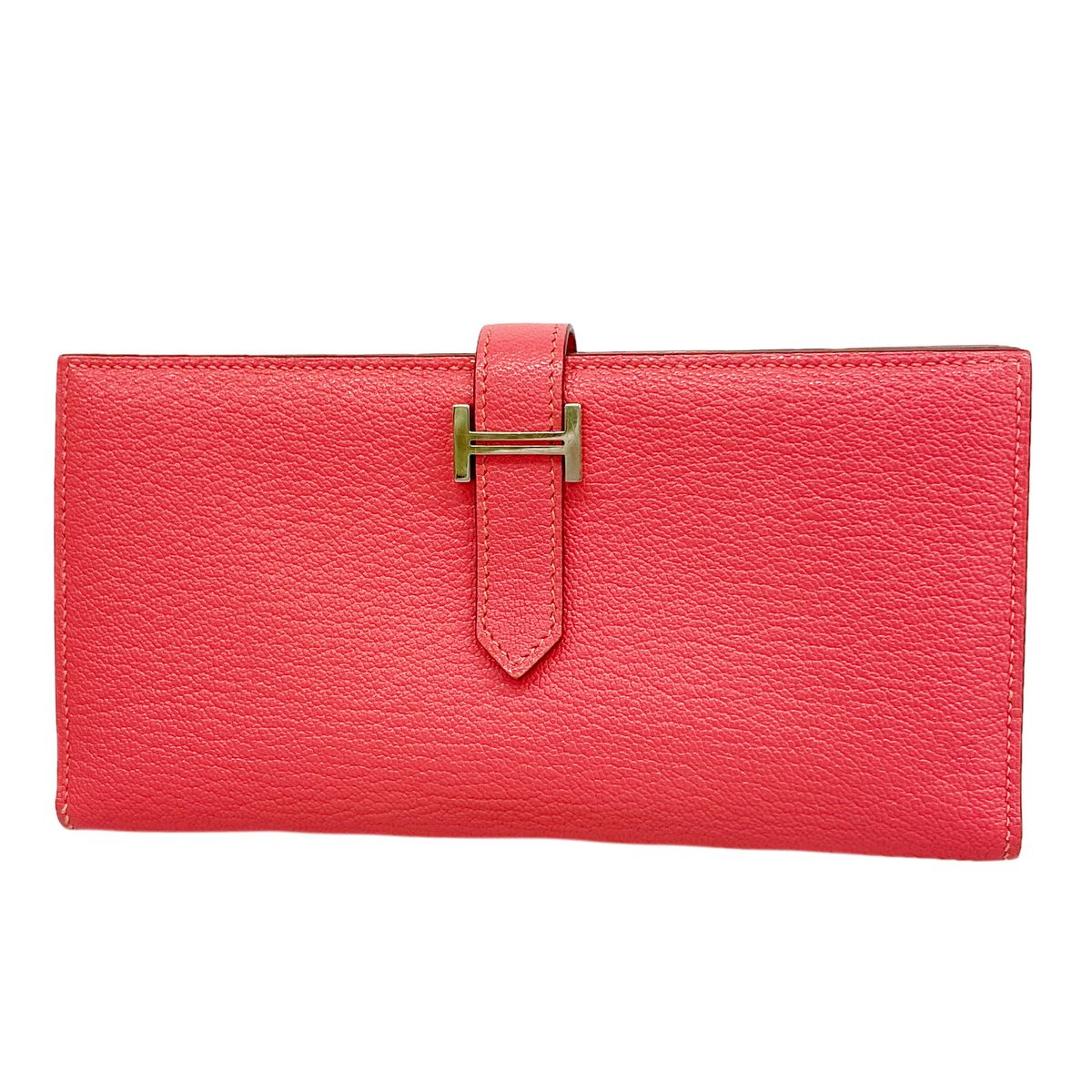 Hermes Wallet Bearn Soufflet Chevre Mysore Rose Azalea Silver