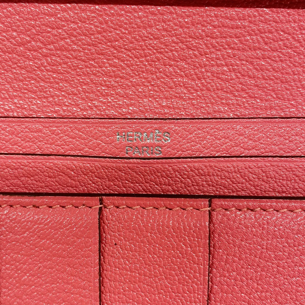 Hermes Wallet Bearn Soufflet Chevre Mysore Rose Azalea Silver — view 4