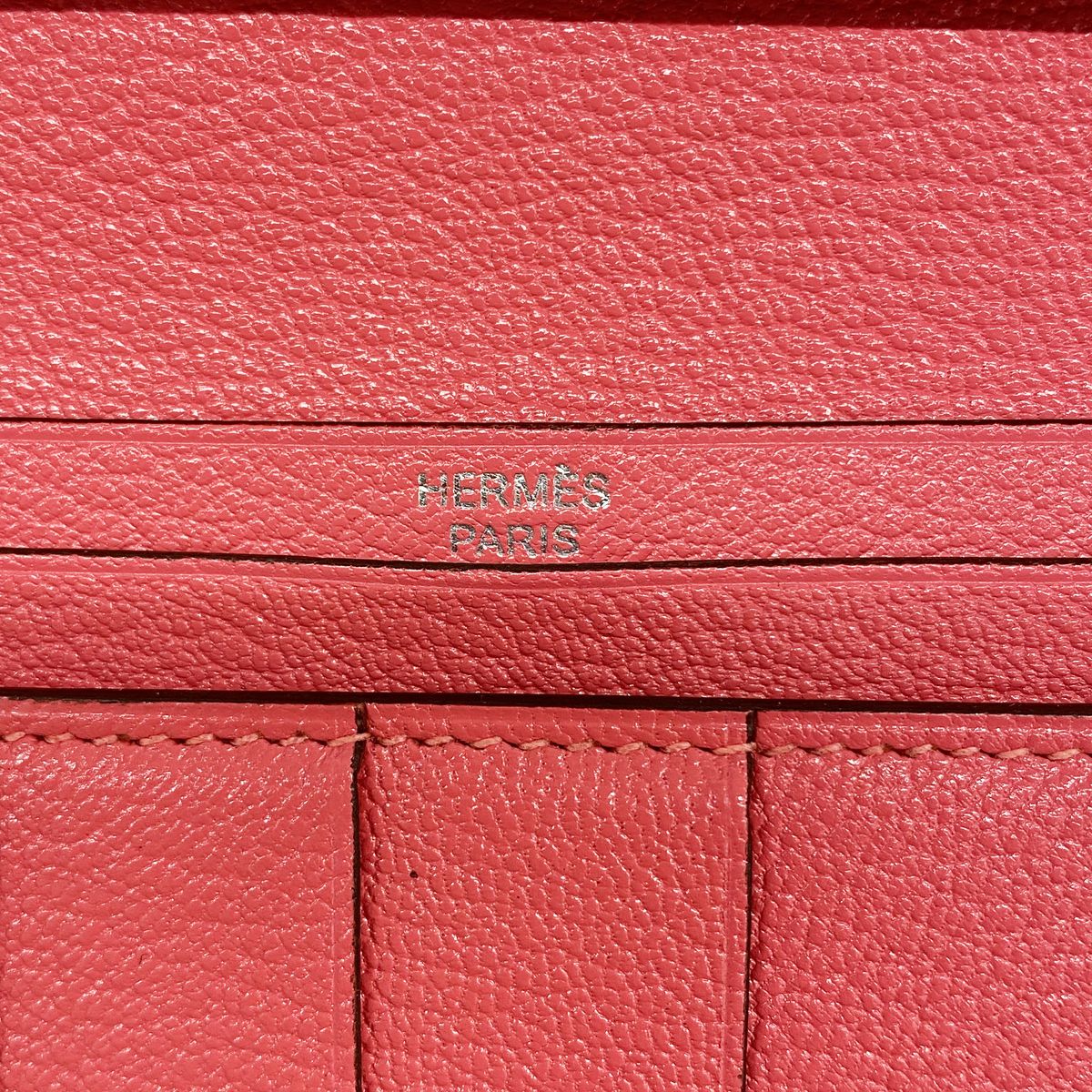 Hermes Wallet Bearn Soufflet Chevre Mysore Rose Azalea Silver — view 4
