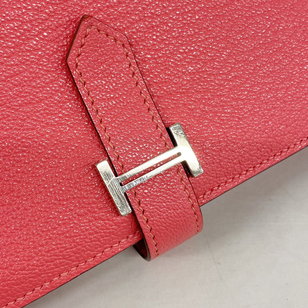 Hermes Wallet Bearn Soufflet Chevre Mysore Rose Azalea Silver — view 7