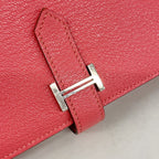 Hermes Wallet Bearn Soufflet Chevre Mysore Rose Azalea Silver — view 7