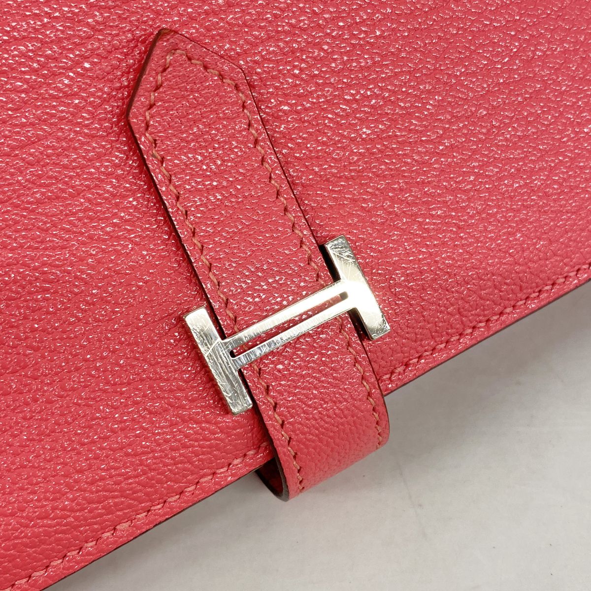 Hermes Wallet Bearn Soufflet Chevre Mysore Rose Azalea Silver — view 7