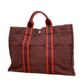 Hermes Tote Fourre Tout MM Canvas Brown Silver