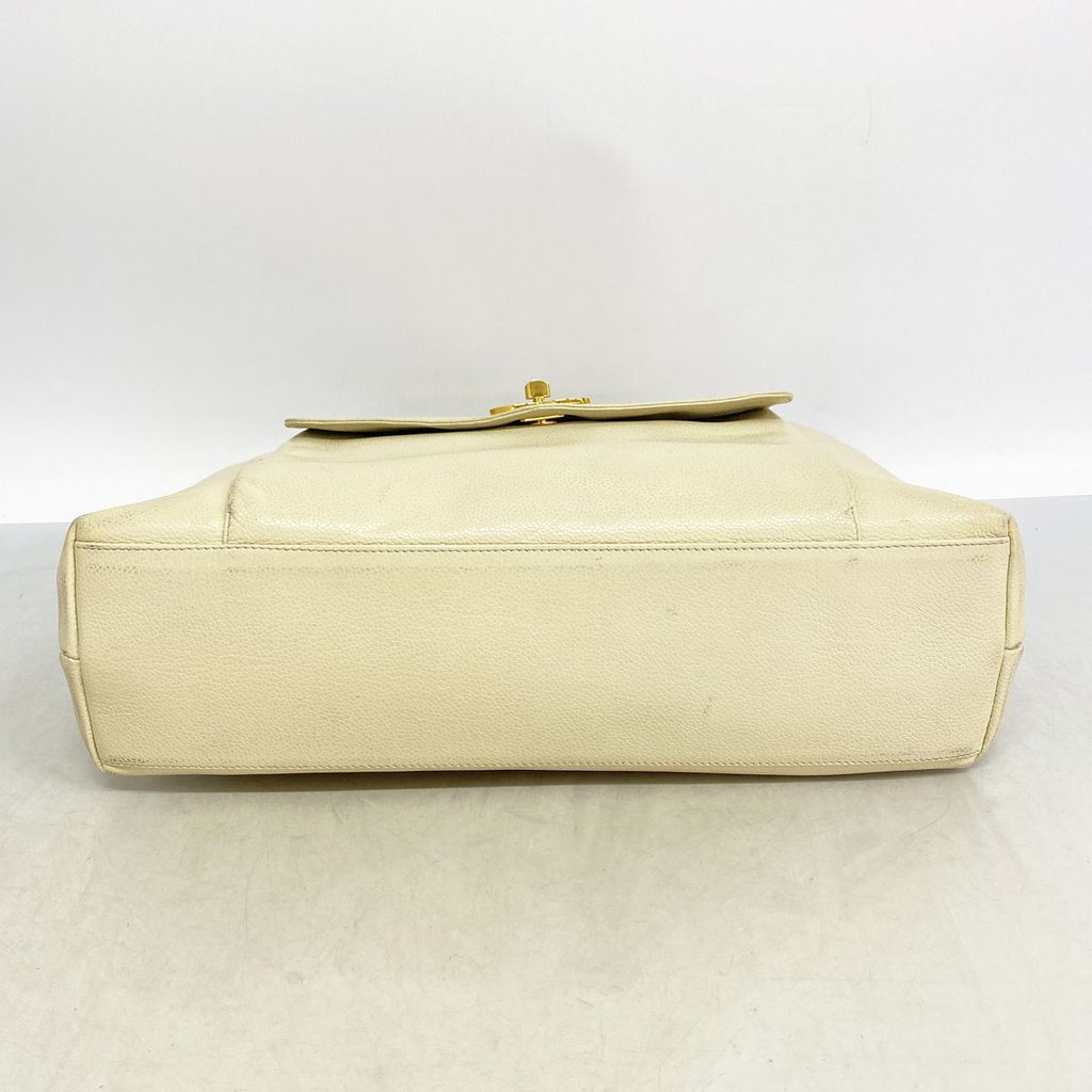 Chanel Chain Tote Caviar Leather Ivory Gold — view 3