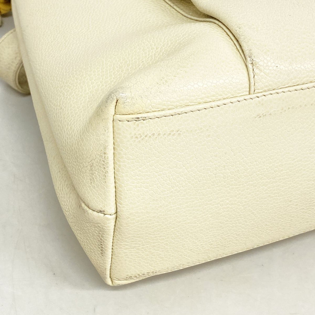 Chanel Chain Tote Caviar Leather Ivory Gold — view 6