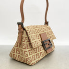 Fendi Handbag Zucchino Nylon Canvas Pink Beige Silver — view 2
