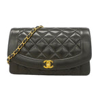 Chanel Shoulder Bag Diana Lambskin Black Gold