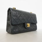 Chanel Shoulder Bag Quilted Lambskin Black Gold — view 2
