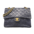 Chanel Shoulder Bag Quilted Lambskin Navy Gold