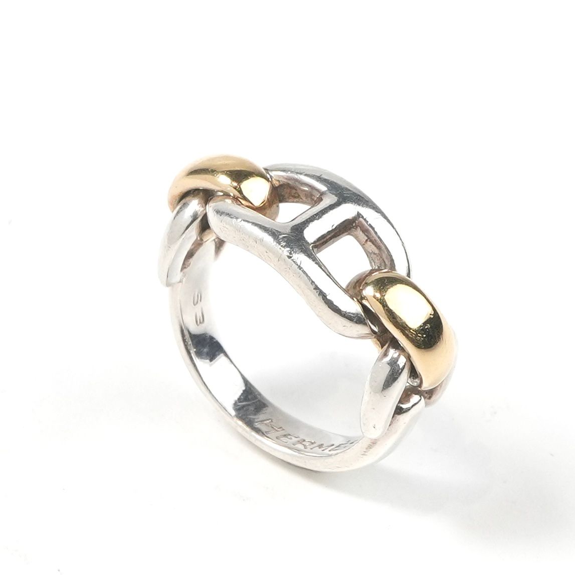 Hermes Chaine D'ancre Ring 750/950 Silver Gold