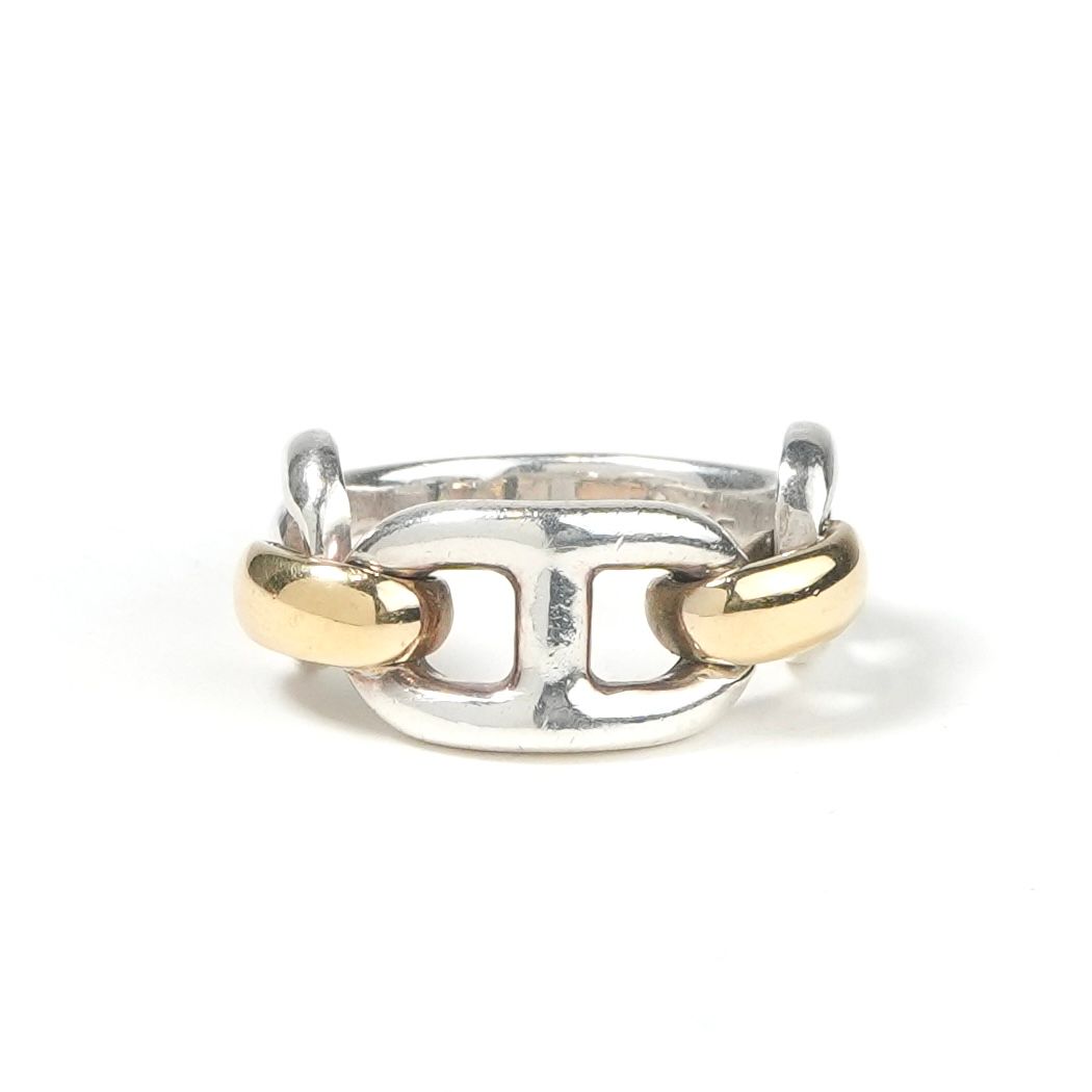 Hermes Chaine D'ancre Ring 750/950 Silver Gold — view 2