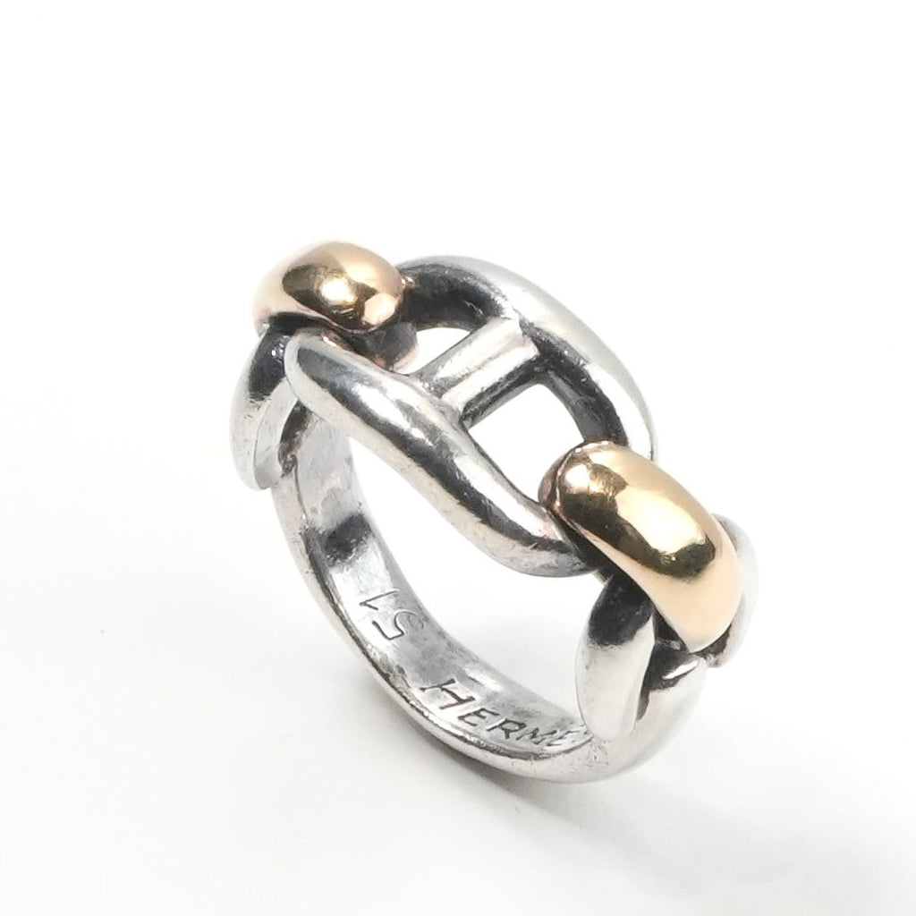 Hermes Chaine D'ancre Ring Gold Silver