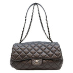 Chanel Black Lambskin Silver Quilted S Flap Shoulder Bag